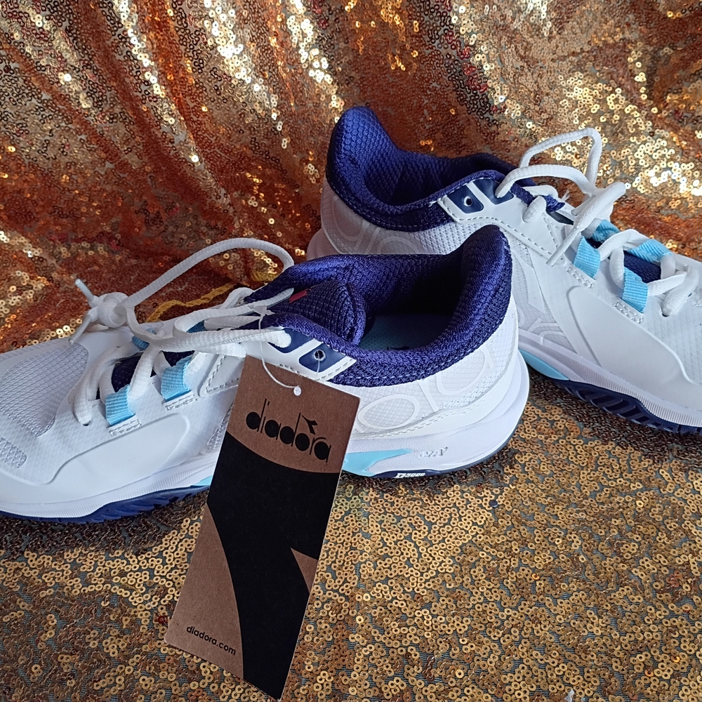 Diadora White and Navy Athletic Shoes